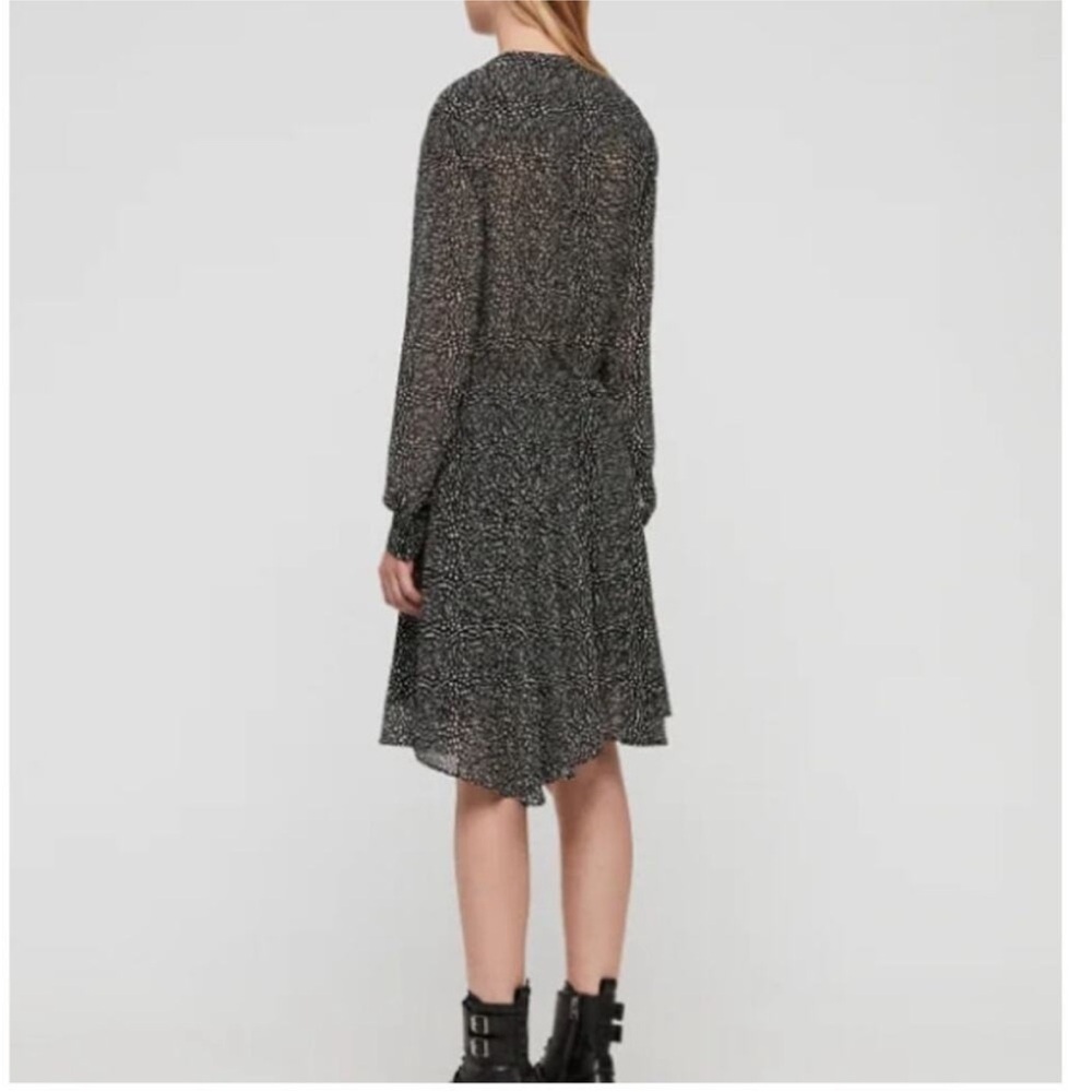 All Saints Black and White Long Sleeve Dress